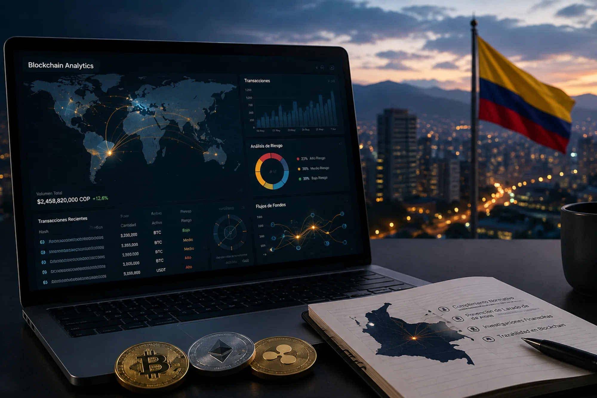 Blockchain Analytics en Colombia para análisis y trazabilidad de criptomonedas